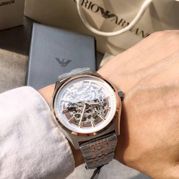New Emporio Armani Men's Meccanico Skeleton Dial Automatic Luxury Watch AR60002 - Picture 10 of 16